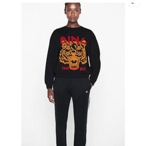 Anine Bing Muse Chenille Embroidered Tiger Sweatshirt
